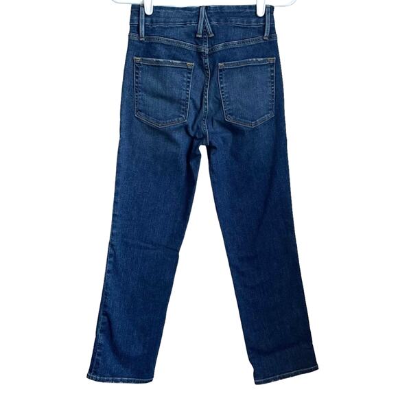 Women's Good American Good Straight Leg Denim High Rise Distressed Jeans sz 25 - Picture 2 of 11